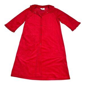 Red DB Boutique Button Down Housecoat Robe Dressing Gown Grandma Core SAMPLE S